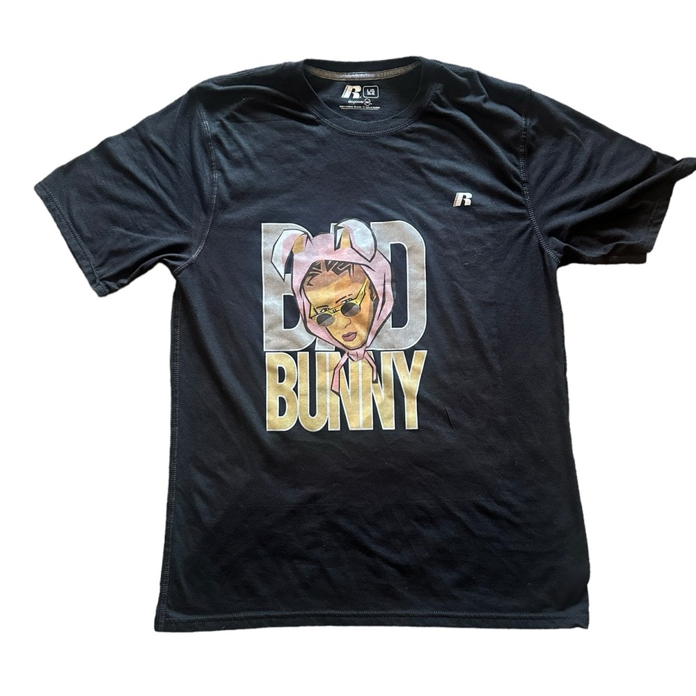 Bad Bunny Rapper Black Large T-shirt by Russell Athletics T-shirt